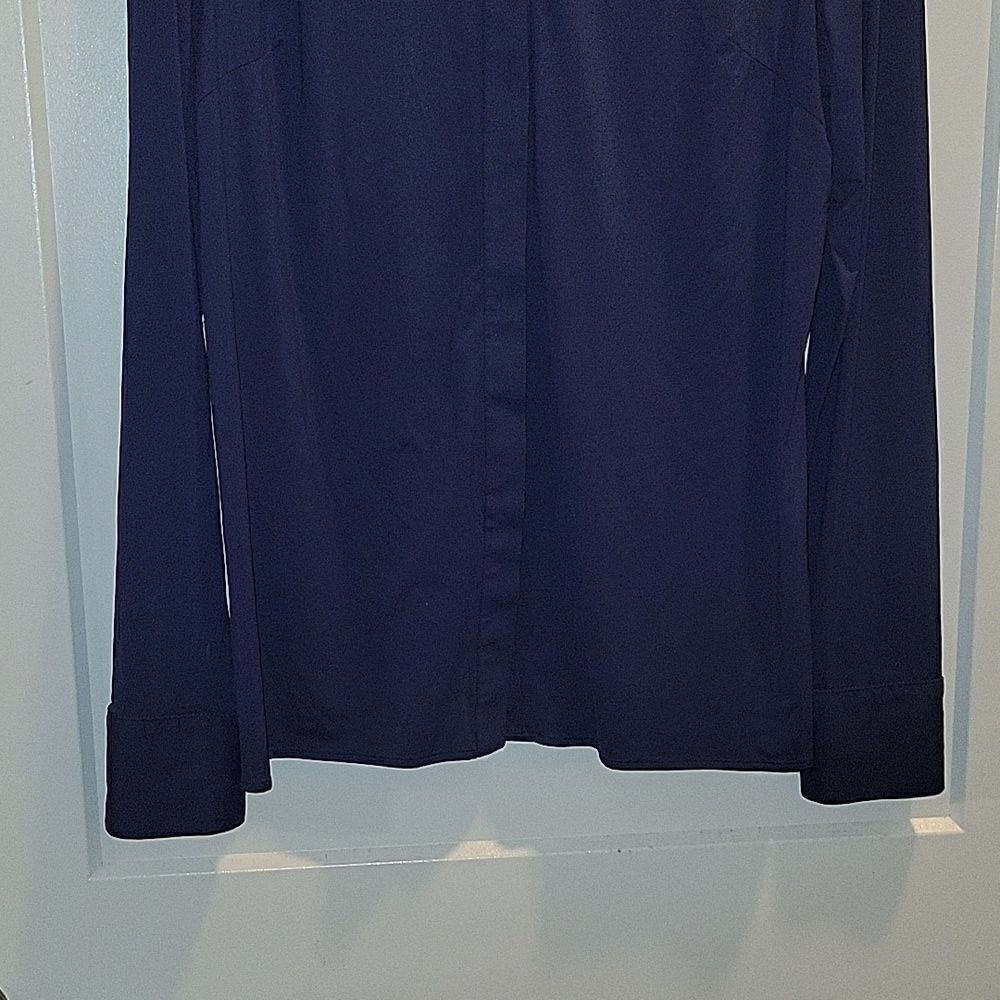 Luxeire The Classic Button Up Blouse Top shirt Navy XL - Picture 8 of 12